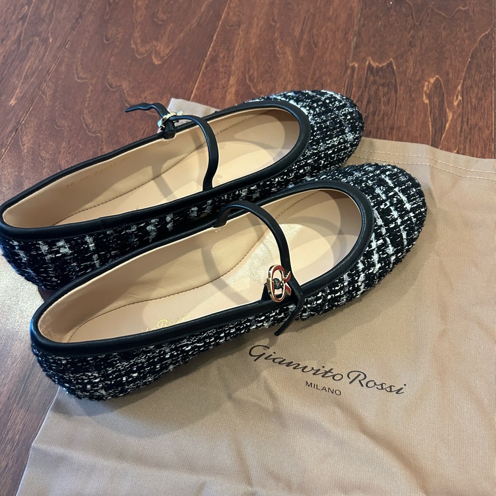 Gianvito Rossi Black and White Flats Elegant Loafers - Picture 4 of 4